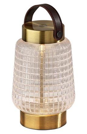 Adesso Samara Cordless LED Table Lantern in Antique Brass at Nordstrom