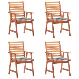 vidaXL Vidaxl - Sillas Comedor De Jard&iacute;n Y Cojines 4 Uds Madera Maciza Acacia