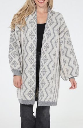 Rain + Rose Geo Pattern Coatigan in Ivory Multi at Nordstrom, Size X-Large