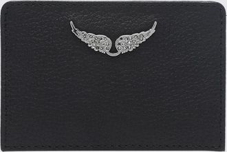 Zadig&Voltaire Portacarte in pelle bovina a grana con logo applicato