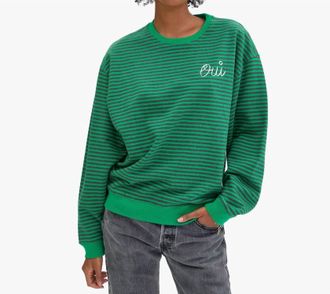 Clare Vivier Oui Stripes Sweatshirt In Green