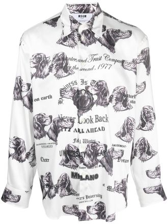 Msgm graphic-print long-sleeve shirt - White