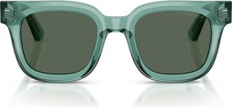Emporio Armani 47mm Square Sunglasses in Shiny Transparent Green at Nordstrom