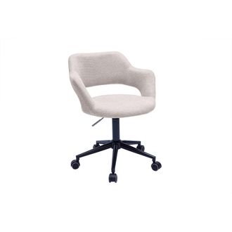 Miliboo Miliboo - Silla De Oficina Con Ruedas De Dise&ntilde;o En Tela De Terciopelo Beige Y Metal Negro Jessy