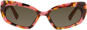 Kurt Geiger 55mm Rectangular Sunglasses in Havana/brown at Nordstrom