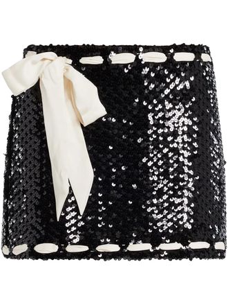 LoveShackFancy bow-embellished mini skirt - Black