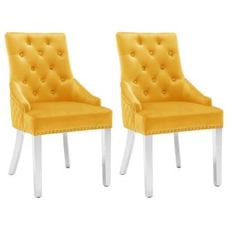 vidaXL Sillas De Comedor 2 Unidades De Terciopelo Amarillo Vidaxl
