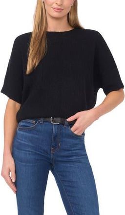 Halogen Short Sleeve Sweater in Rich Black at Nordstrom Rack, Size X-Small