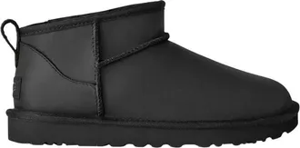UGG Womens Classic Ultra Mini Leather Boots In Black