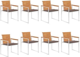 vidaXL Vidaxl - Sillas De Jard&iacute;n Y Cojines 8 Unidades Madera Maciza De Acacia