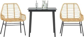 vidaXL Juego De Comedor Jard&iacute;n 3 Piezas Rat&aacute;n Sint&eacute;tico Vidrio Marr&oacute;n Vidaxl