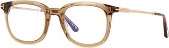 Tom Ford FT5904-B 045 Shiny Light Brown/Clear Blue Light Block 50mm
