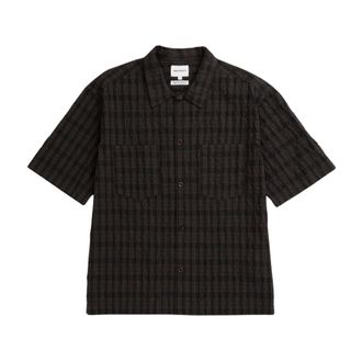 Norse Projects Short Sleeve Shirts, male, Brown, Size: S Mols Check Camp Shirt
