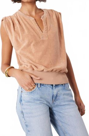 bobi Split Neck Ribbed Tee In Roast