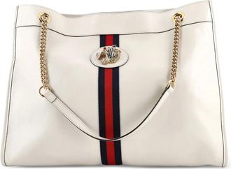 Gucci Rajah grote leren shopper met ketting - Beige