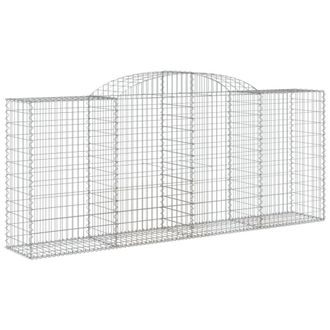 Berkfield Home Decorative Arched Gabion Baskets 3 pcs 300x50x120/140 cm Galvanis in Silver