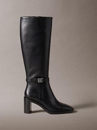 Calvin Klein Botas De Piel Hasta La Rodilla De Tac&oacute;n Grueso