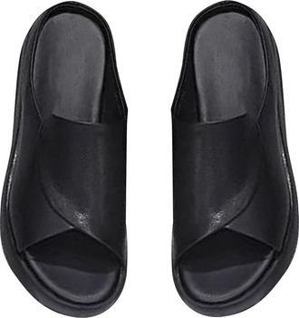 Generic Womens Mules with Footbed: Platform Sandals Womens High Heels Wedges Slippers Peep Toe Summer Shoes PU Leather Sandals Beach Shoes Slippers Slide Non-