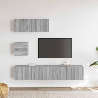 Berkfield Home Modern 4 Piece TV Cabinet Set Grey Sonoma Engineered Wood