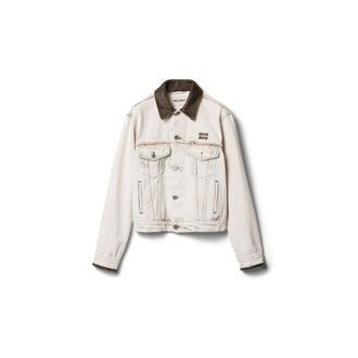 Miu Miu Denim Blouson Jacket, Woman, White, Size 36