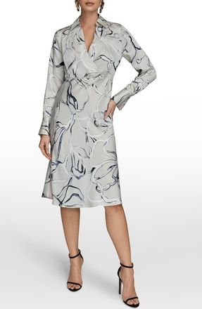 DKNY Long Sleeve Print Dress in Vellum Mul at Nordstrom, Size 12