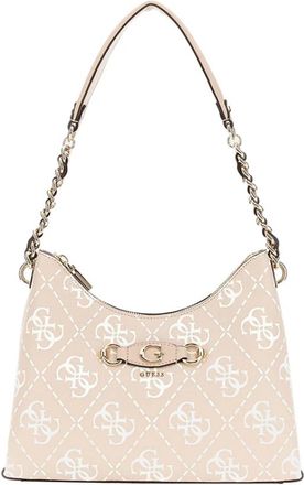 Guess Beige Schoudertas met Gouden Details - Dames - Schoudertassen - Beige - ONE Size - Leer - Tassen