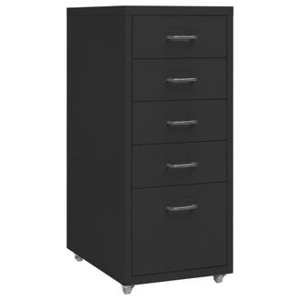 vidaXL Armario Archivador M&oacute;vil Metal Negro 28x41x69 Cm Vidaxl
