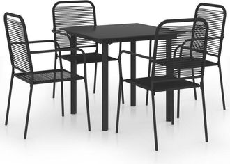 vidaXL Set De Comedor De Jard&iacute;n De 5 Piezas Vidrio Y Acero Negro Vidaxl