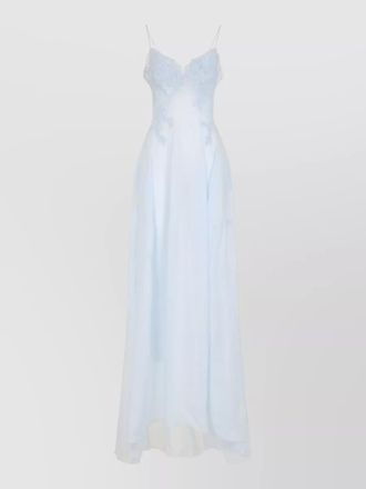 Ermanno Scervino ramie sweetheart neckline lace-embroidered maxi dress