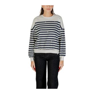 Only Sweatshirts, female, Multicolor, S, Blue Striped Rhinestone Sweatshirt