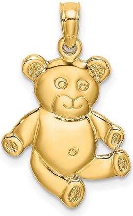 Diamond2Deal 14k Yellow Gold Reversible Teddy Bear Charm Pendant