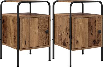 vidaXL Mesa De Noche 2 Uds. Madera Envejecida 35 X 36,5 X 56 Cm Vidaxl