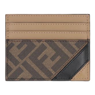 Fendi Wallets & Cardholders, male, Beige, Size: ONE SIZE Canvas Card Holder with Leather Details