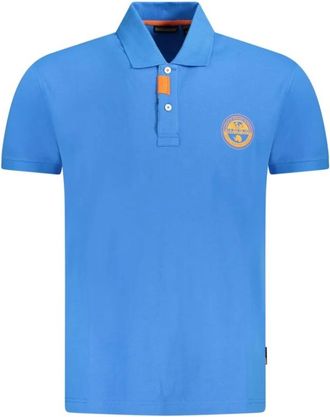 Napapijri Tops, Heren, Blauw, S, Luxe Polo Shirt met Contrasterende Details