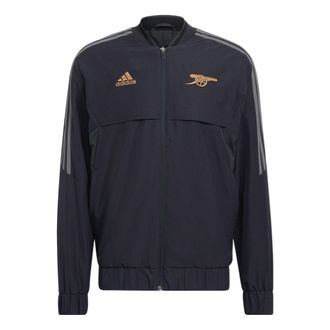 adidas Mens adidas Shoulder Classic Design Logo Embroidered Zipper Sports Jacket Black HA5264