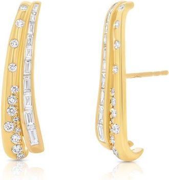 Sara Weinstock Papua Diamond Curved Earrings in Yellow Gold at Nordstrom