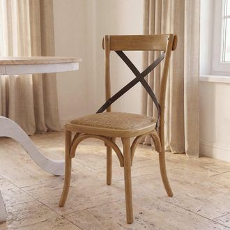 Maisons du monde Silla de comedor de fresno, rat&aacute;n y acero negro