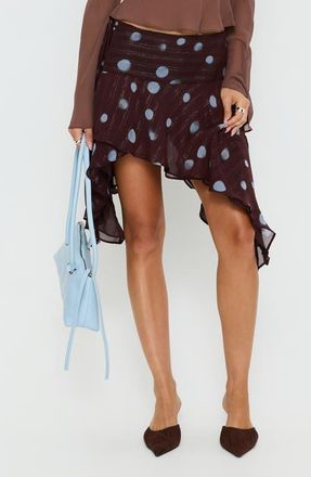 Princess Polly Hevenna Metallic Asymmetric Skirt in Brown at Nordstrom, Size 10