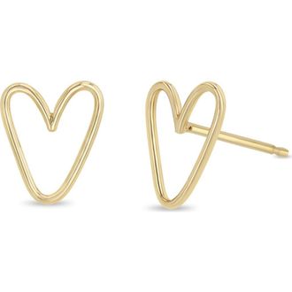 Zo&euml; Chicco Open Heart Stud Earrings in Yellow Gold at Nordstrom