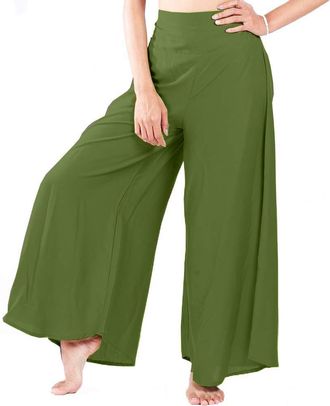 Lofbaz Womens Wide Leg Palazzo Pants Yoga Lounge Hippie Harem Flowy Trousers Juniors Girls Printed Spring Travel Swimsuit Cover Up Beachwear Slacks - Green 2