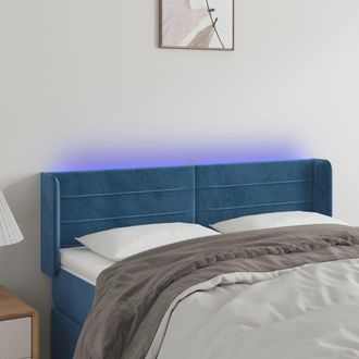 vidaXL Cabecero Con Led De Terciopelo Azul Oscuro 147x16x78/88 Cm Vidaxl