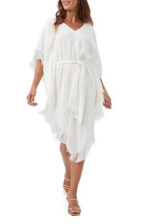 Trina Turk Fringe Caftan Toulouse Dress in Whitewash at Nordstrom, Size X-Small