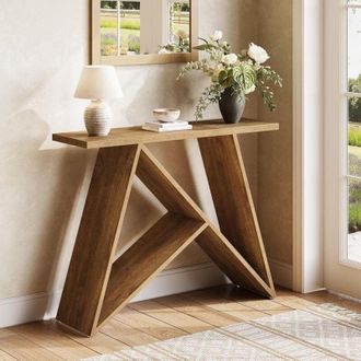 Tribesigns Tribesigns Tavolo consolle, 105 cm, Tavolino da ingresso in stile rustico, Tavolo per soggiorno, dietro il divano, corridoio, ingresso, hall con