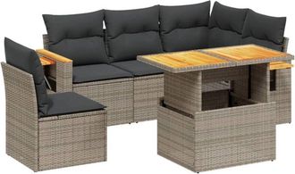 vidaXL Set De Muebles De Jard&iacute;n 6 Pzas Y Cojines Rat&aacute;n Sint&eacute;tico Gris Vidaxl