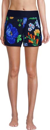 Lands End 3 Quick Dry Elastic Waist Board Shorts Swim Cover-up Shorts with Panty in Navy/exploded Poppy Floral at Nordstrom, Size 2