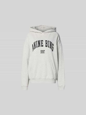 Anine Bing Oversized Hoodie mit Logo-Print in Hellgrau Melange, Gr&ouml;&szlig;e XS