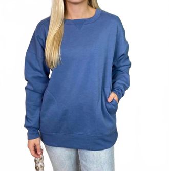 Very J Pocket Long Sleeve Sweatshirt In Denim