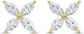 Diana M. Jewels 14kt Yellow Gold 3.00 cts Lab Grown Marquise Diamond Flower Stud Earrings