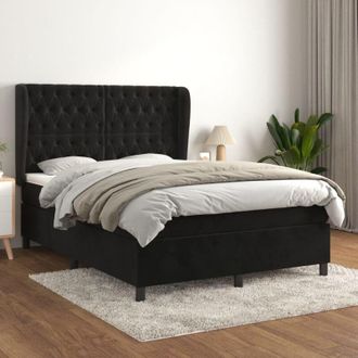 vidaXL Cama Box Spring Con Colch&oacute;n Terciopelo Negro 140x190 Cm Vidaxl