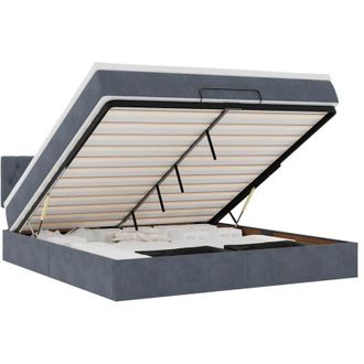 vidaXL Vidaxl - Estructura De Cama Otomana Con Colch&oacute;n Gris Oscuro 180x200cm